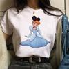 Mickey Ear Hat Ariel The Little Mermaid Print T-shirts Casual Streetwear Vintage Harajuku Princess Print T Shirt 90s Girls