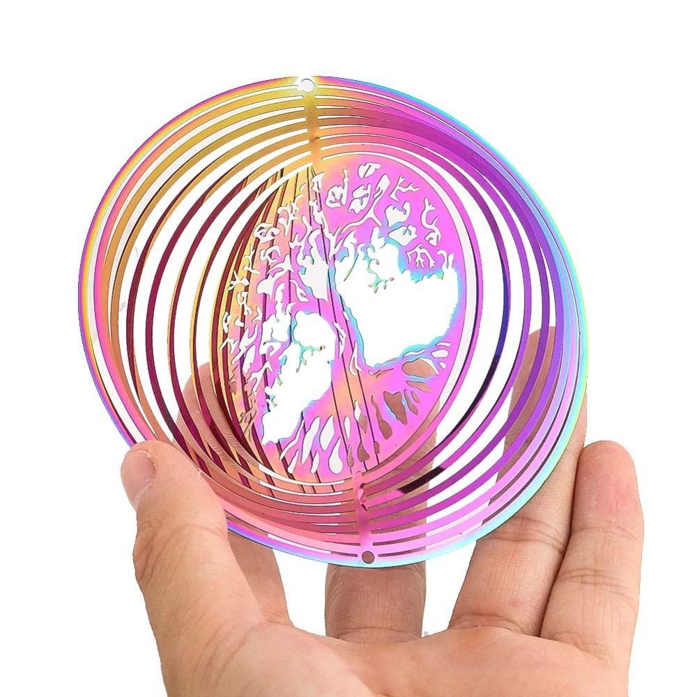 Gradient Color Wind Chime Pendant 3D Dynamic Rotating Wind Chimes Funny Wind Spinner Catcher  Party