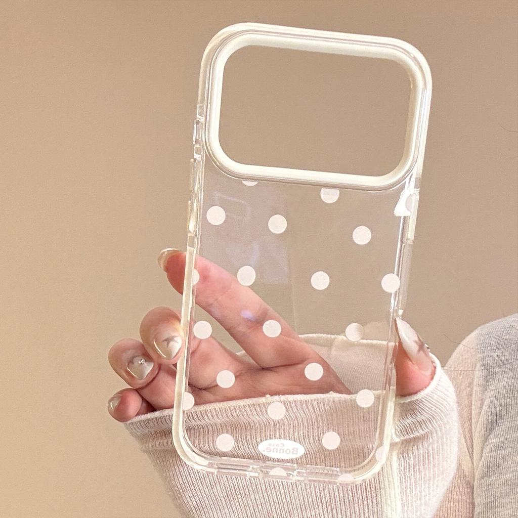 Solid Color Polka Dot IPhone17 Apple 16promax Mobile Phone Case Suitable for 14 Simple Japanese and Korean Style 13 Transparent 15 Soft Ke