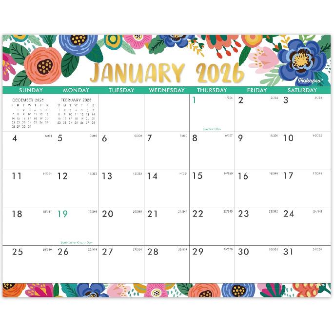 Magnetic Calendar for Fridge - Magnetic Calendar 2026, Jan.2026 - Dec.2026, 8  × 10 , 2026 Calendar, Tear-off Pad, Blocks with Julian Dates - Floral