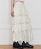 Lady Volume Cut Band Layered Ruffle Skirt (Cream Beige)