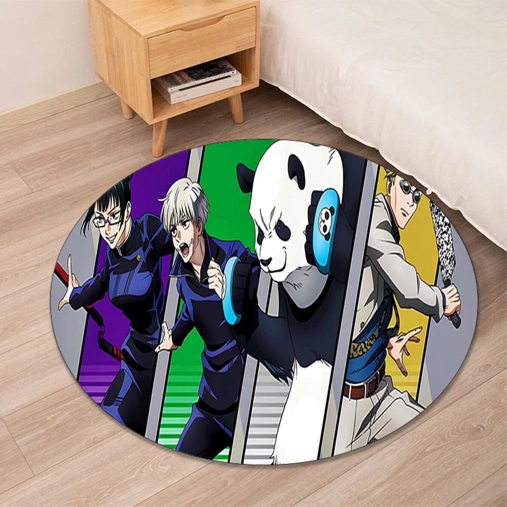 Jujutsu Kaisen Printed Round Rug Carpet Chair Rug Area Rug Entryway Doormats,for Office Chair Living Room Bedroom Kitchen Room.
