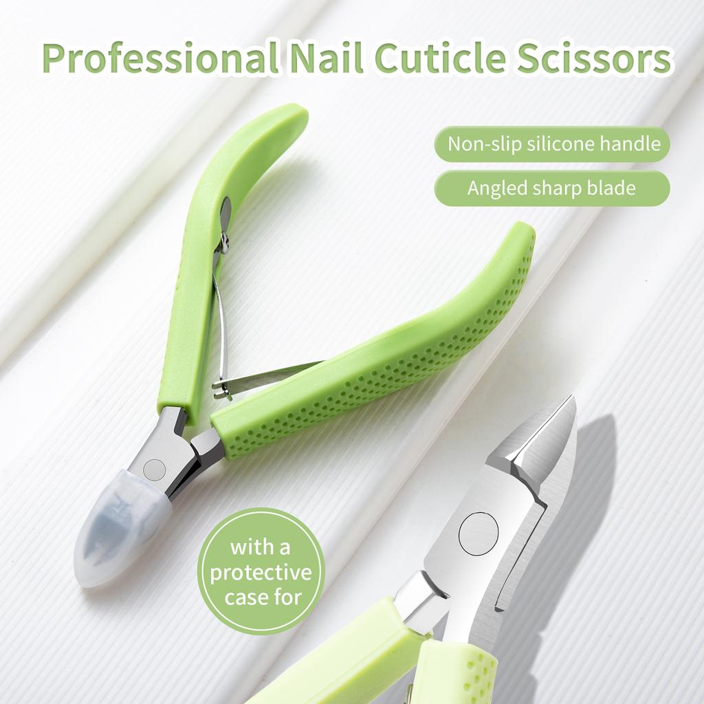 New Nail Cuticle Scissors Manicure Remover Dead Skin Nippers Stainless Steel Cuticle Cutters Fingernail Clipper Silicone Handle