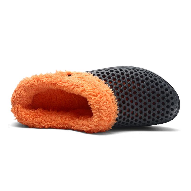 Plus Size 45 Fleece-Lined Thick-Soled Slippers for Couples - Slip-On Clog Shoes with Heel Cover for Men.