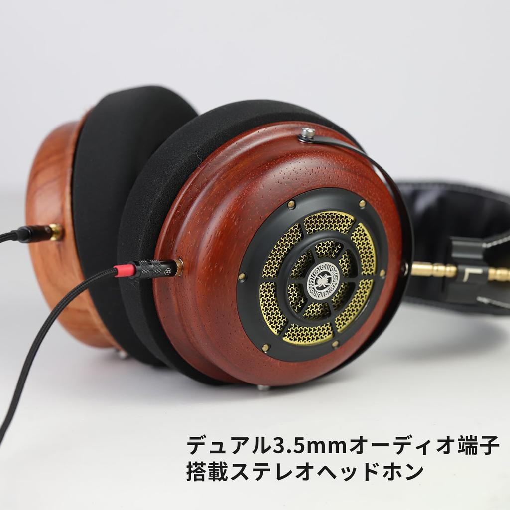 Fones de Ouvido okcsc Spider com Fio, Semi-Abertos, Rosewood Over-the-Ear, Unidade de Diafragma Plano Feita à Mão, para Ouvir Música e Filmes, 3,5 mm