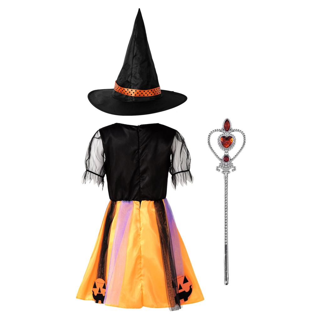 Hexenkostüm Set Für Mädchen - Kleid Mit Hexenhut Für Halloween & Karneval