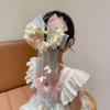 Beaded-streamer Girls Floral Hairpins Mesh-textiled Tulle Ribbon Streamers  Recitals