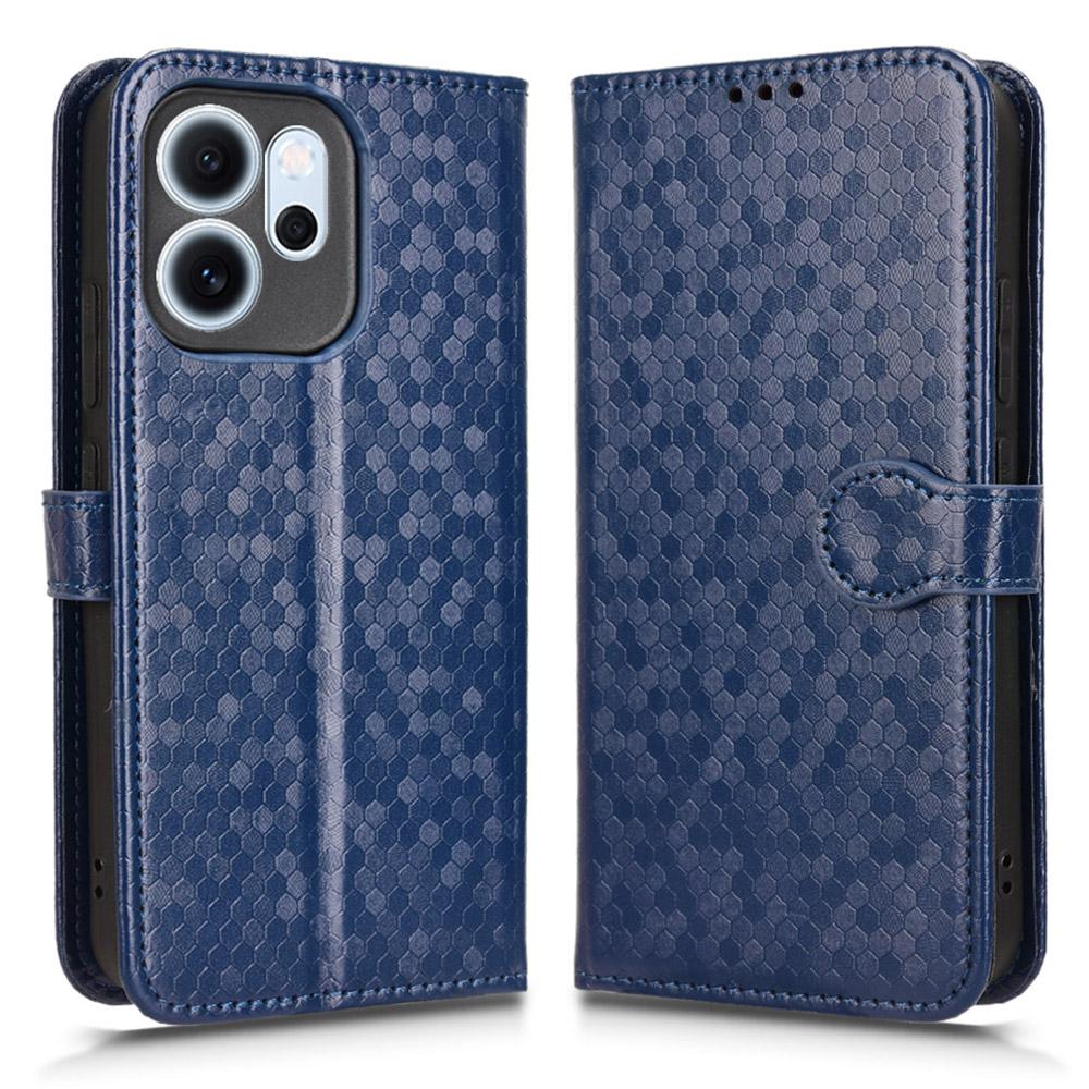 For Oppo Reno14 F 5G Wallet Case Dot Pattern Imprint PU Leather Phone Cover with Wrist Strap