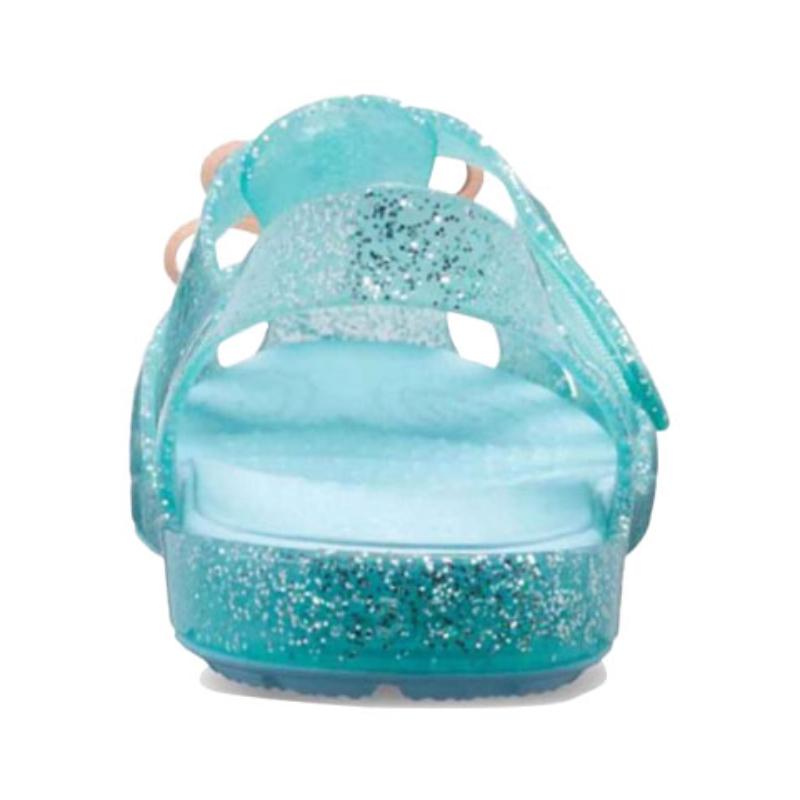 Crocs Isabella Bow Velcro Simple Casual Shiny Hole Sandals Ice Blue Kids' Style