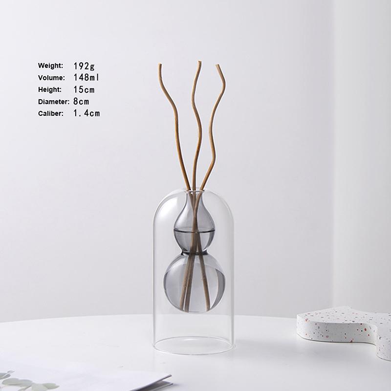 

Двухслойная стеклянная ароматерапевтическая бутылка, бутылка для испарения эфирного масла, украшение, домашнее украшение, гидропонная ваза серый