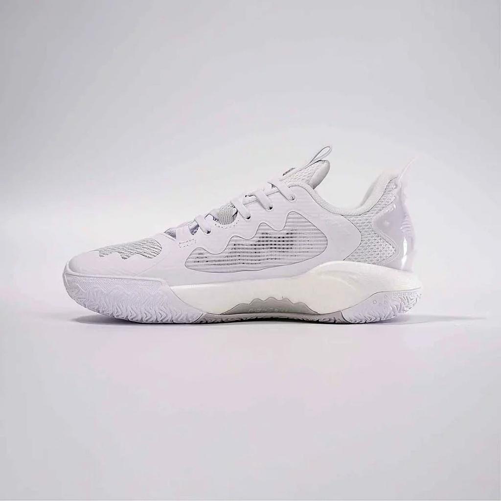 Anta Shock Wave 5 Cushioning, Wear Resistant Low top Basketball Shoes Men's White Sneakers 112511608S-1