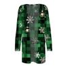 Women's Fashion Casual Christmas Printed Mid-Length Cardigan Long Sleeve Jacket