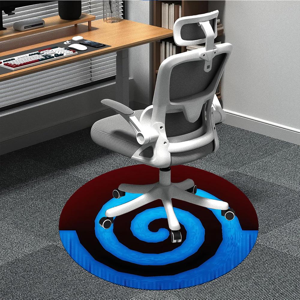 1PC Spiral Wave Office Round Area Rug, Mat Suitable For Office, Under Office Chairs Bedroom Living Room Home Decor, Room Deco