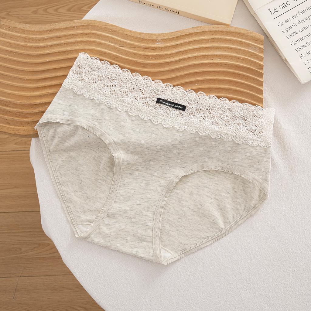Female Summer Lace Splicing Skin Friendly Breathable Cotton 10A Antibacterial No Traces Wrapped Hip Briefs