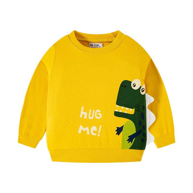 Spring and Autumn Cartoon Dinosaur Terry Sweater Pure Cotton Children's Clothing