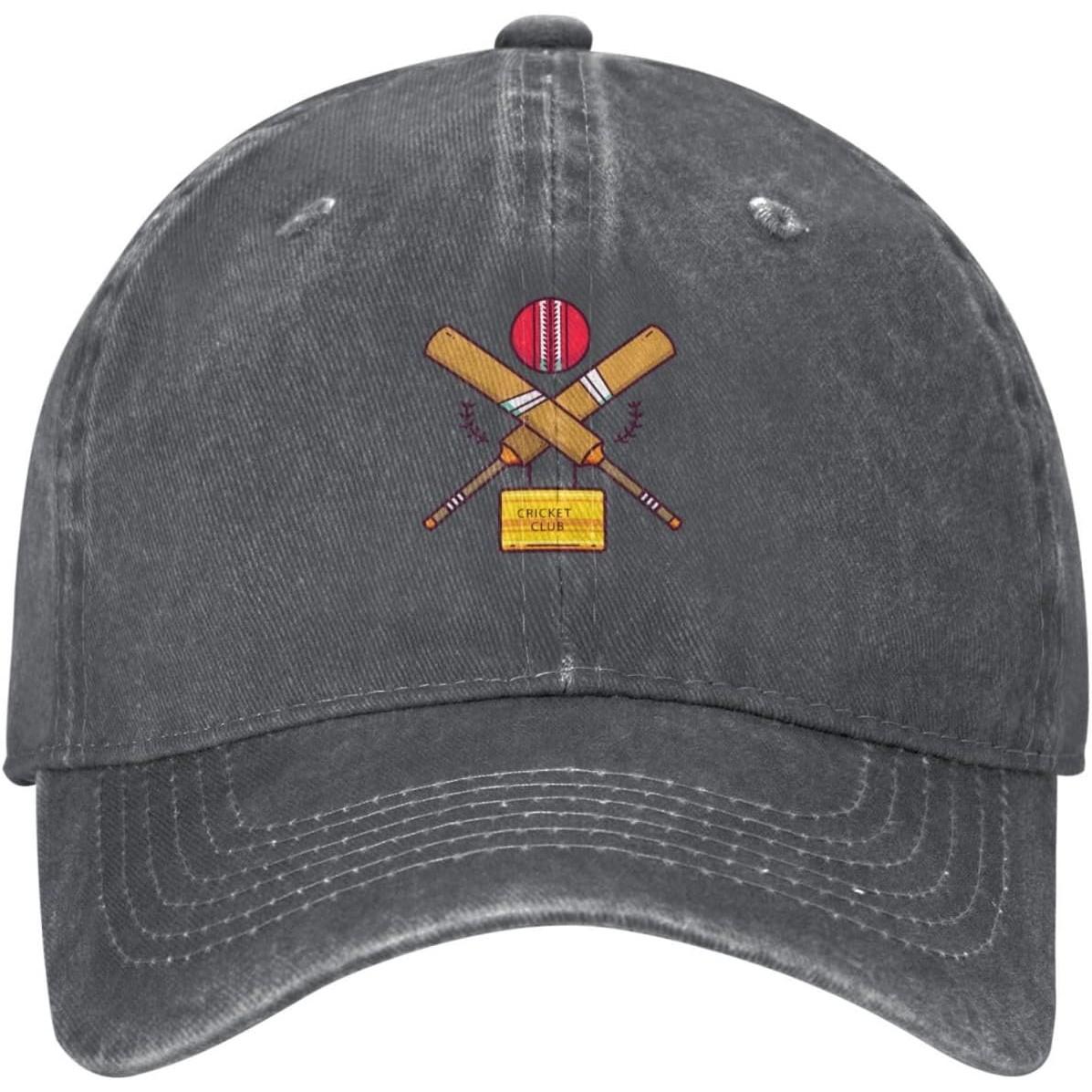 

Cricket Club Logo Baseball Cap Vintage Washed Cotton Adjustable Dad Hat for Unisex Can Be Adjusted сірий
