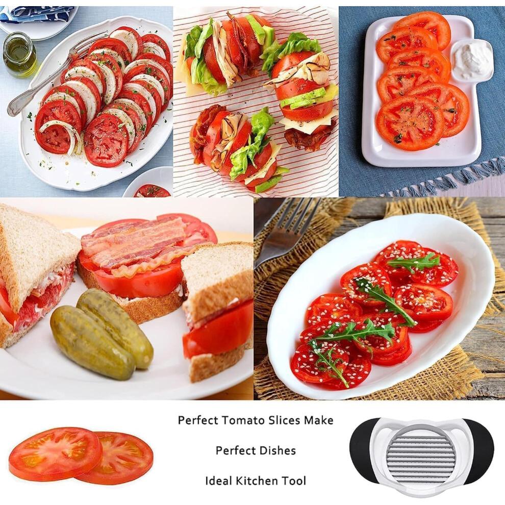 Tomato Slicer Stainless Steel Vegetable Cutter with 10 Sharp Blades and Ergonomic NonSlip Handle