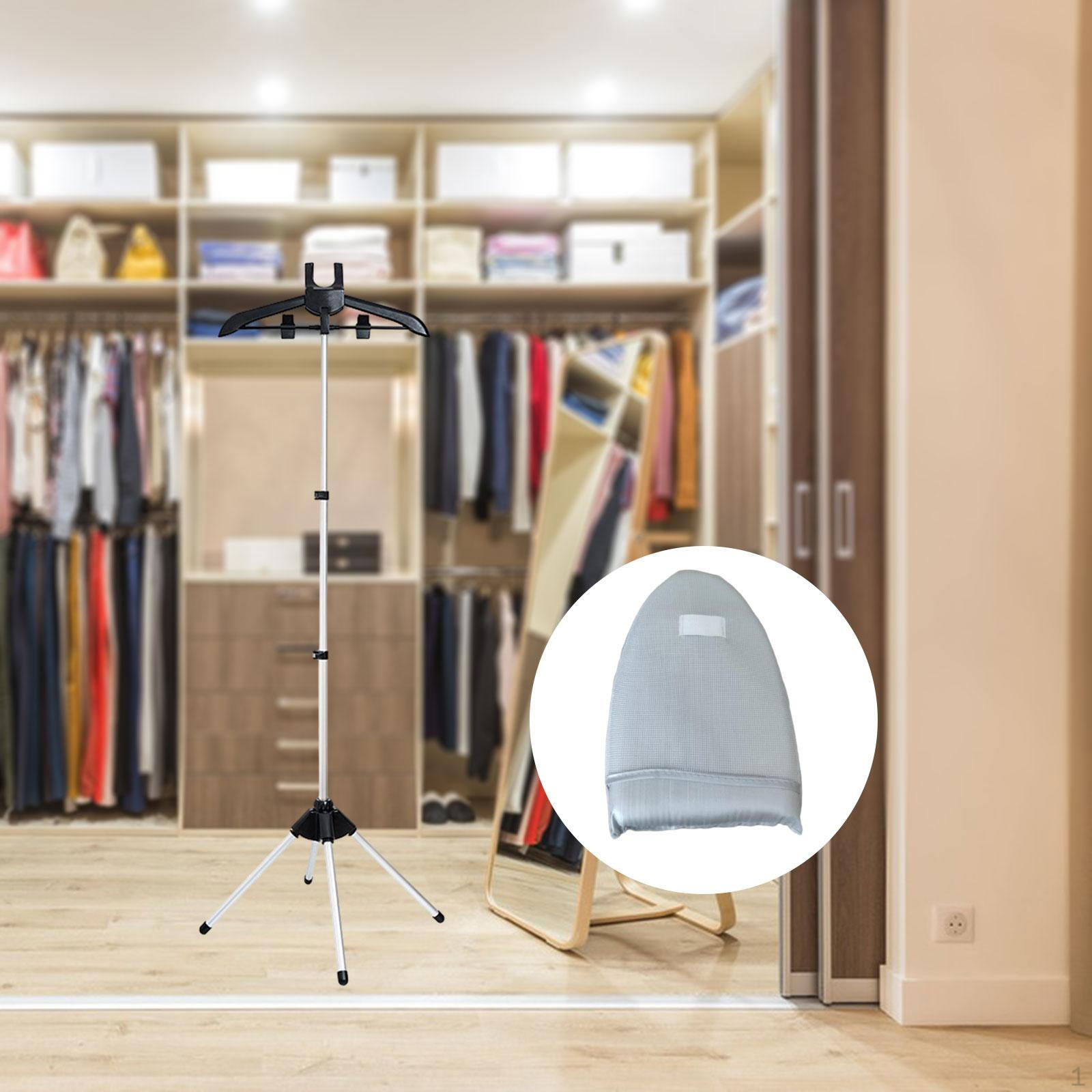 

84-160cm Portable Clothes Steamer Rack, Foldable Adjustable Accessories, чорний