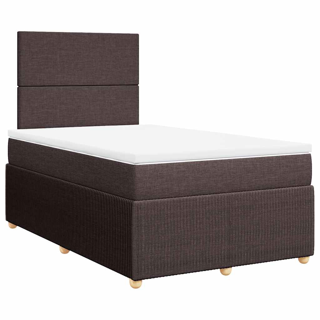 Box Spring Bed with Mattress Dark Brown 120 X 200 Cm Fabric