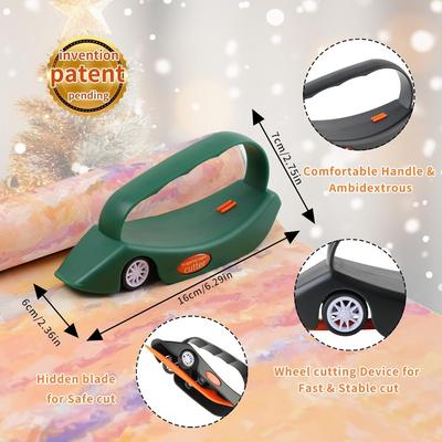Packaging Paper Cutter with Handle 3 Replacement Blades Roll Paper Cutting Tool for Gift Wrapping Shipping Efficiency Time Saver