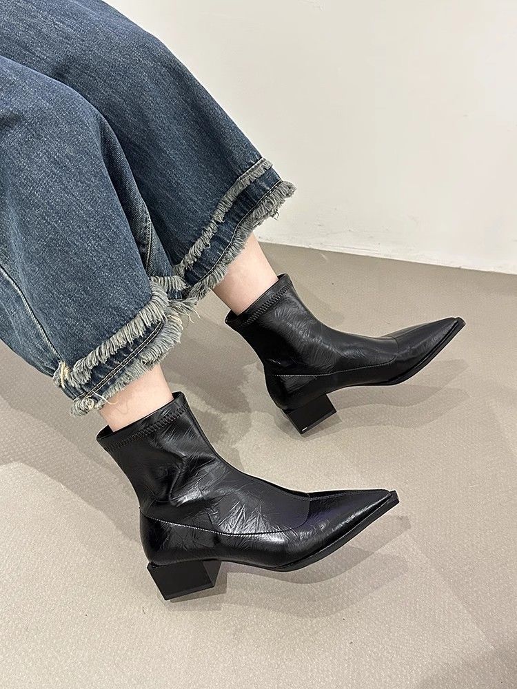Fashion Soft Woman Short Shoes Plain Solid Color Y2k Footwear Designer Luxury Sale Booties Hot High Quality Autumn Ankle Boots for Women