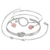 4Pcs/Set Women Knot Arrow Rhinestone Inlaid Circle Charm Bracelet Bangle Jewelry