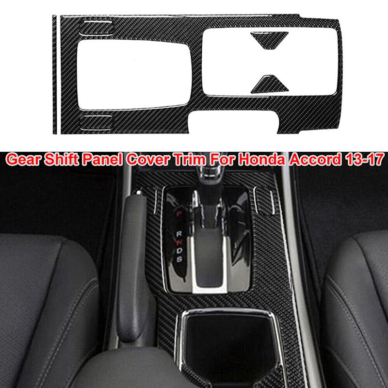 Carbon Fiber Gear Shift Panel Cover for Honda Accord 13-17 Interior Console Trim Overlay Accent Car Styling Accessories