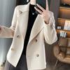 Women Loose Short Tweed Style Solid Color Turn Down Collar Casual Winter Coat
