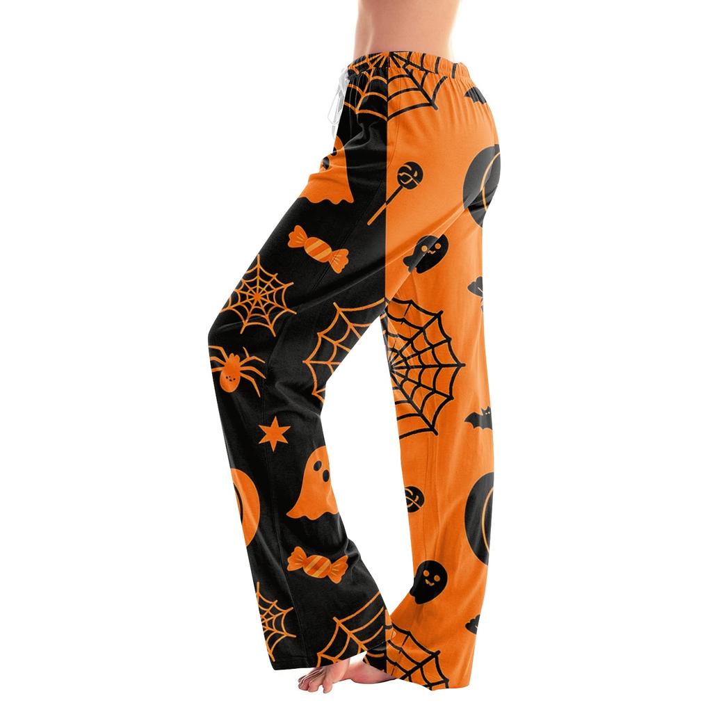 Women's Halloween Print Drawstring Pajama Pants - Soft Casual Sleep Pants with Fun Printed Pattern, Comfy Bottoms for Women, Relaxed Fit