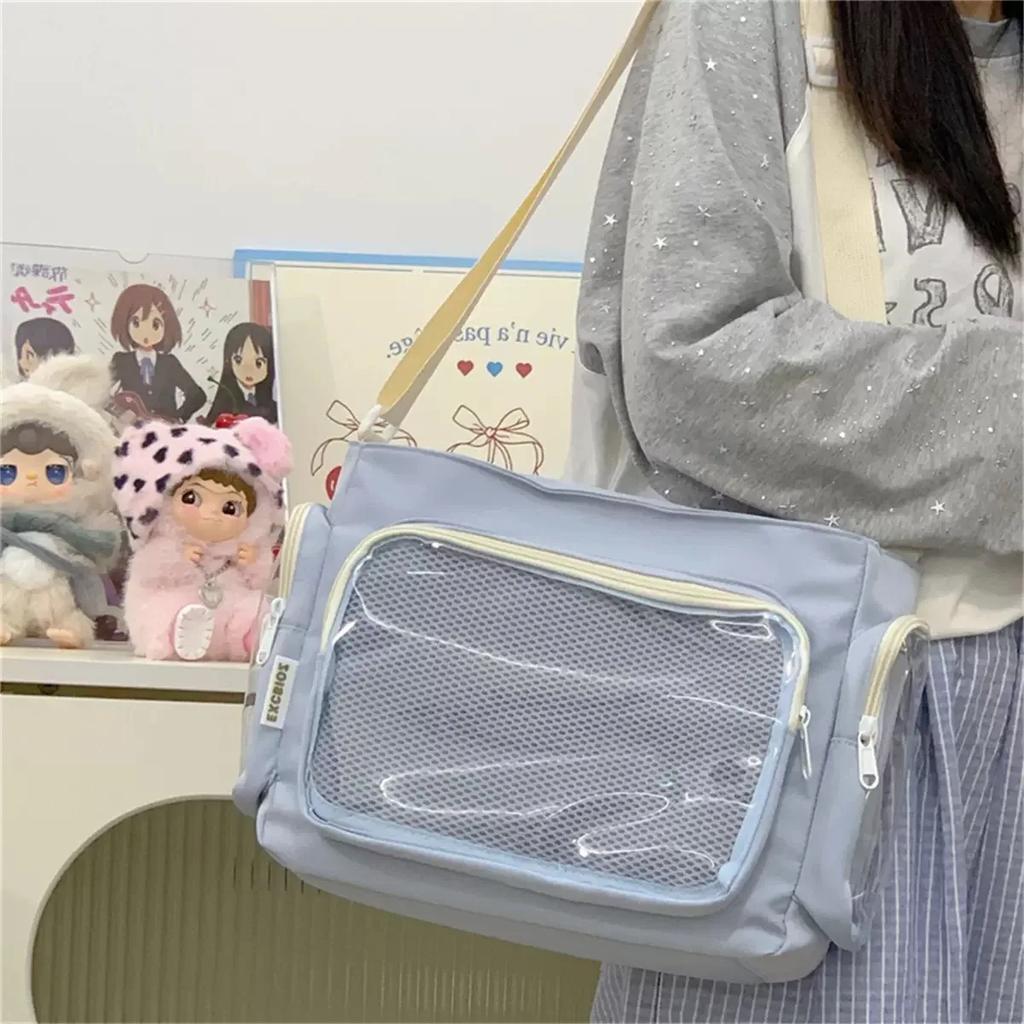 Nylon Aesthetic Transparent Display DIY Basges Students Subculture JK Crossbody Shoulder Bags Casual Sweet Girls Ulzzang Ita Bag