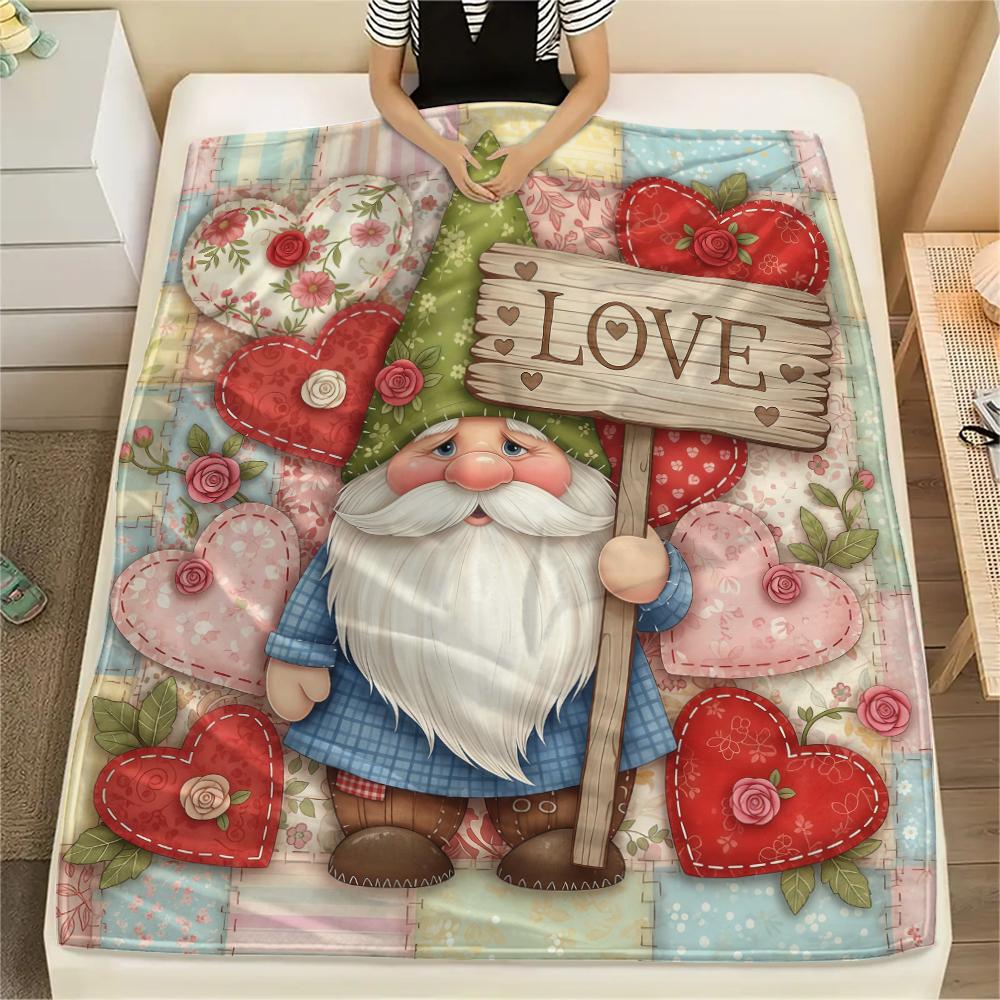 1 ks Flanelová deka s potiskem na Valentýna, Vysoce kvalitní, Pohodlná pro všechna roční období, Domácí dekorace, Perfektní jako dárek k Vánocům nebo narozeninám