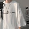 O-Neck 3/4 Sleeve Men T-shirt Ice Silk Thin Moisture Wicking Oversized Letter Print Tee Shirt Daily Clothing