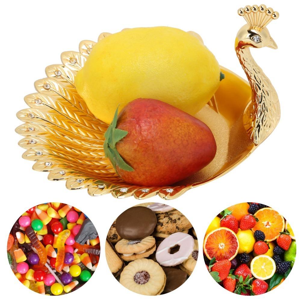 4PCS Diamond Peacock Candy Dish Peacock Dried Fruit Tray Serving Bowl Plate  Kitchen Display