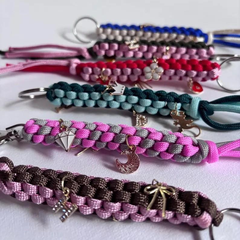 Hand-Woven Electroplated Phone Chain & Keychain Pendant for Girls