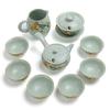 Elegant Azure Ru Kiln Ceramic Kung Fu Tea Set (12 Tea Cups & Tea Wash)