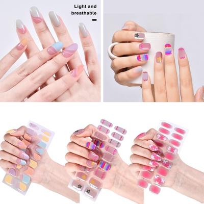 24 Stück UV-Halbnagelstreifen aus gehärtetem Gel, halbgebackenes Gel-Nagelpflaster