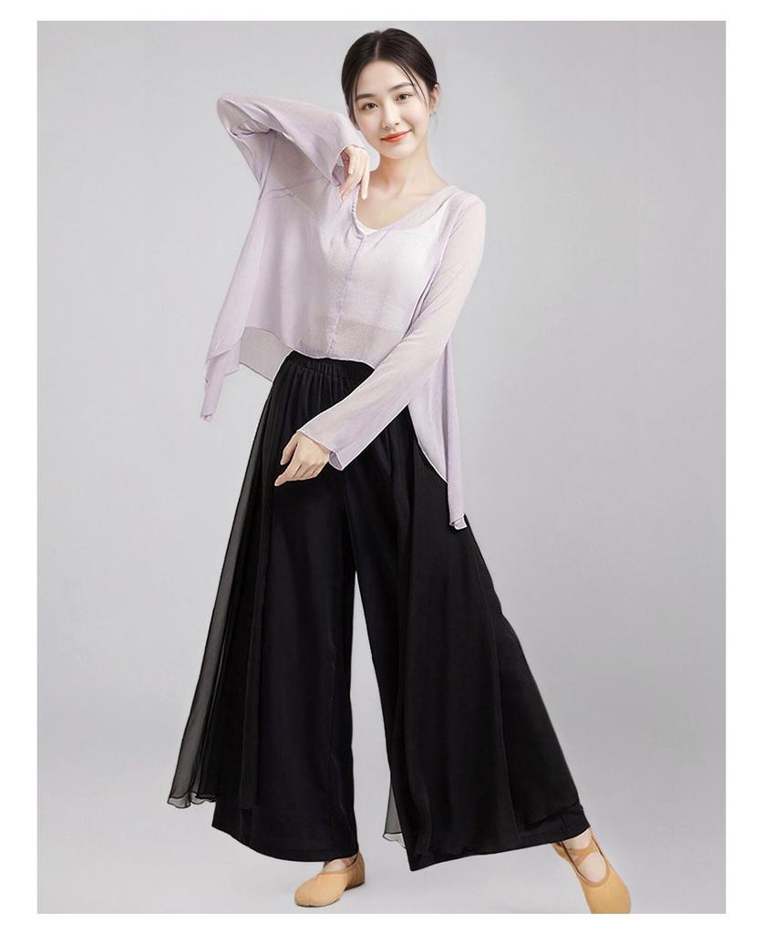 Women's Ethnic Classical Dance Wide-Leg Pants - Figure Shaping Practice Wear for Modern Dance