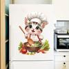 Schattige Zilveren Gradiënt Kat Chef Keuken Muurstickers, Zelfklevende Decoratie voor Koelkast Kast Fornuis Decoratie