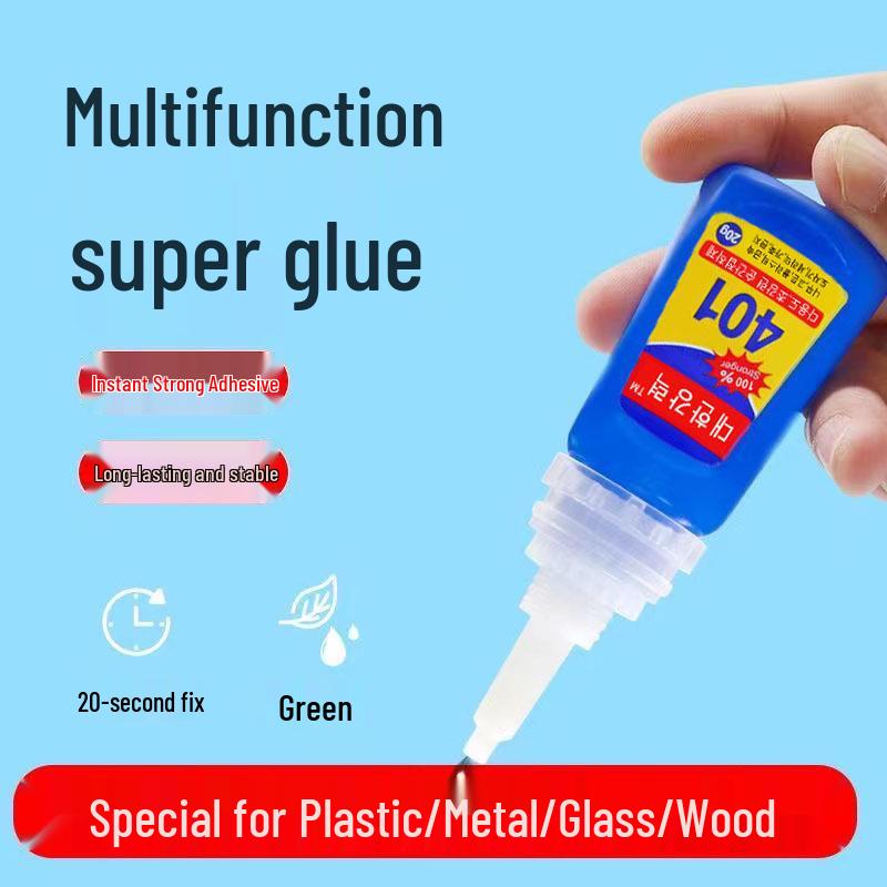 Korean Style 401 Strong Bonding Super Glue, Low Whitening, Oil-Based, 20g - Ideal for Iron Shoe Repairs, Metal, Plastic, and Ornament Use.