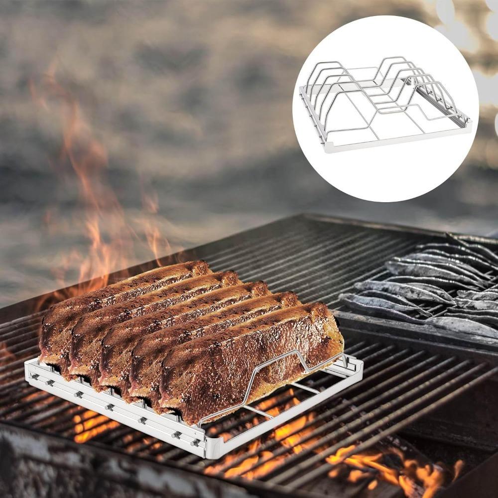 Corrosion-resistant Stainless Steel Rib Rack Foldable Grill Rack Easy To Clean