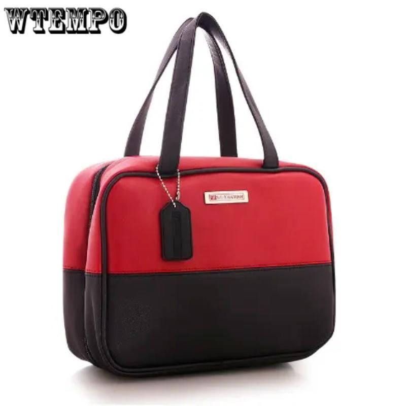 

WTEMPO Large Capacity Cute Makeup Bags for Women Simple Portable Handbags Cosmetic Storage Zipper Bags 1pc красный
