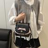 Exquisite Fashionable Women's Ballet Style Backpack Korean INS Trendy Bow Polka Dot Lace Trim Small Bucket Bag for Daily Travel