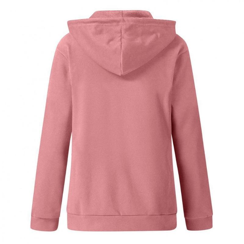 Women S Solid Color Long Sleeve Hooded Zip Up Sweatshirt With Pockets Drawstring
