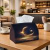 1pc Eid Decoration Glittering Golden Crescent Moon Tissue Box with Sparkle Night Starry Ethereal-Napkin Storage Organizer for Kitchen,Decorative Box,
