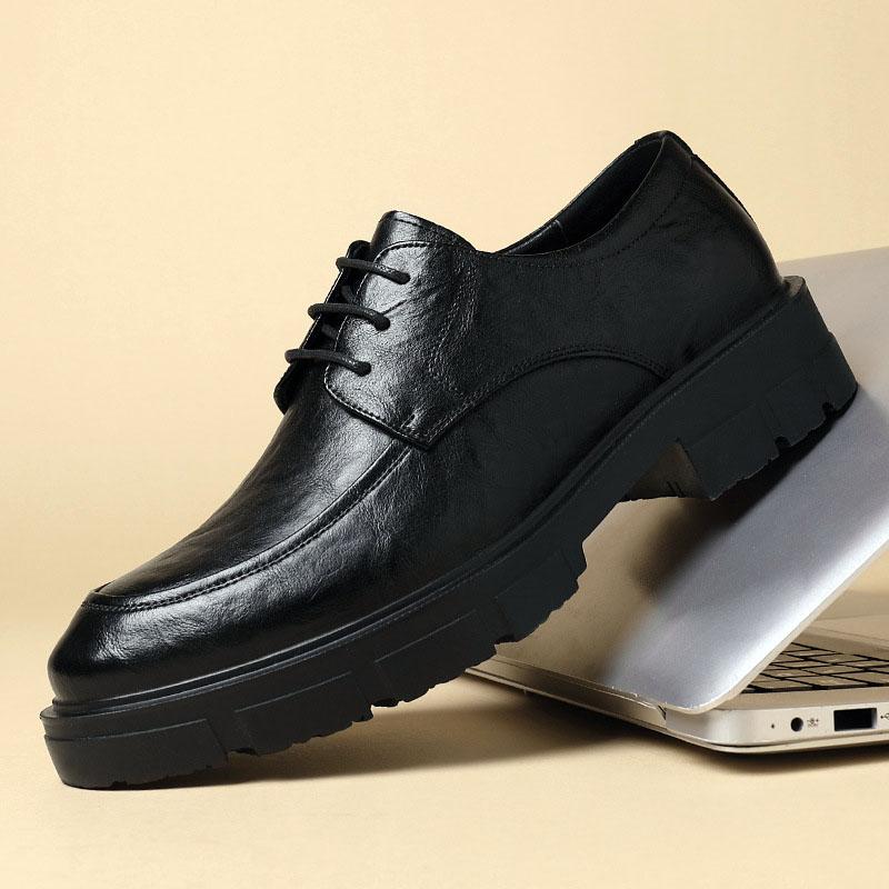 New Men Leather Shoes For Men Business Dress Shoes Slip On Invisible Inner Height Increasing Men's Shoes 8/10 CM Wedding Shoes