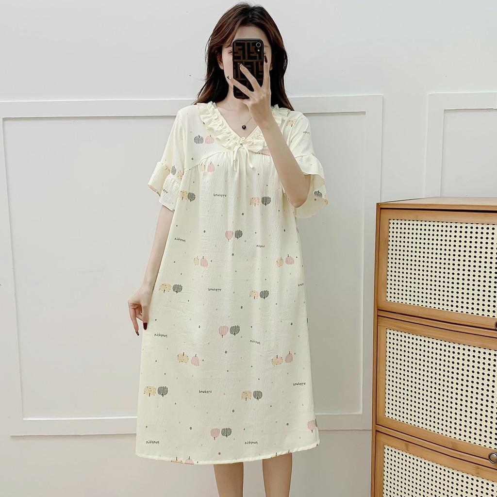 Women's Cloud Cotton Short Sleeve Nightgown - Summer Pajamas & Outdoor Sweet Girly Dress Homewear