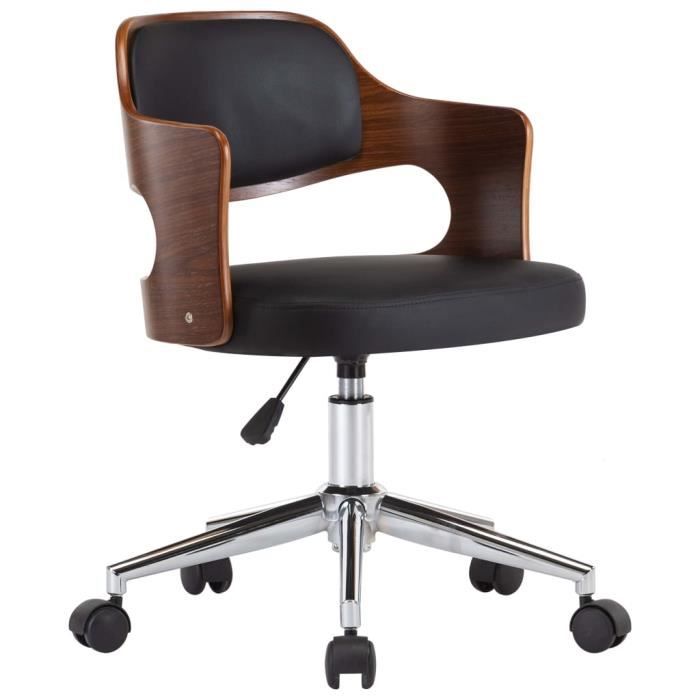 VidaXL Chaise pivotante à dîner Noir Bois courbé et similicuir