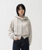 Toffee Women W 2-Way Crop Sweat Zip-Up Hoodie (Oatmeal)