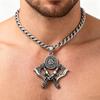 YQ 316L Stainless Steel Double Axe Viking Pendant Necklace For Men Jewelry Punk Accessories