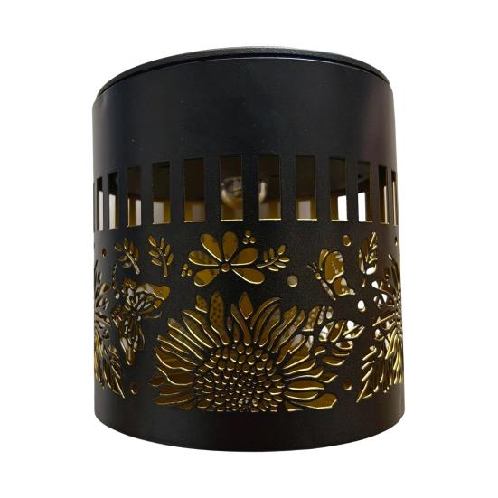 Decorative Solar Lights Metal Hollow Pattern Outdoor Step Wall Lights Weather-Resistant Landscape Lamp Waterproof Fence Lights for Garden Post Patio